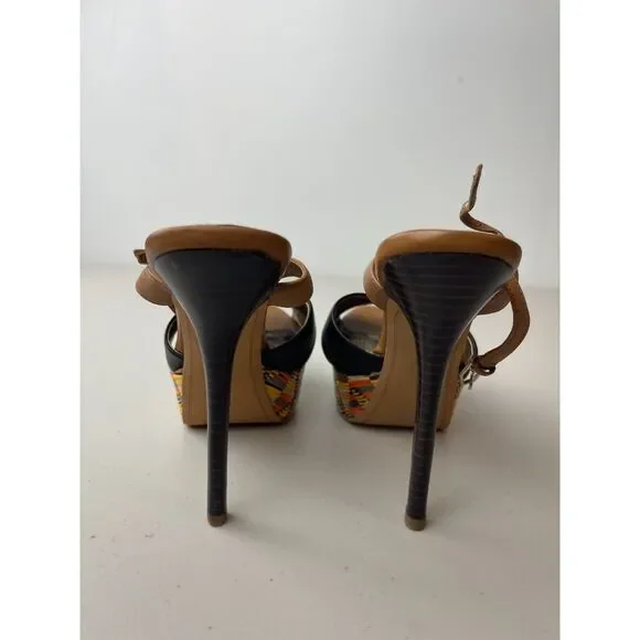 NWOB Sam Edelman Boho Woven Platform Sandals – Black & Tan Strappy Heels 6M - Picture 3 of 7